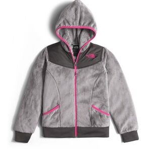 The North Face Kids Gray and Pink Fleece Hoodie 7/8 girls